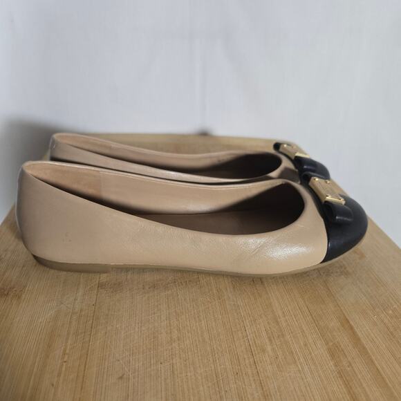 Marc Jacobs Ballet Flats Preppy Bow Black Tan 36 5.5 6 Classic Capsule Leather - Picture 5 of 8
